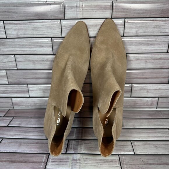 Lisa Vicky Women's Taupe Beige Suede Pointed Toe Booties Shoe Size 11-NEW - Picture 6 of 9